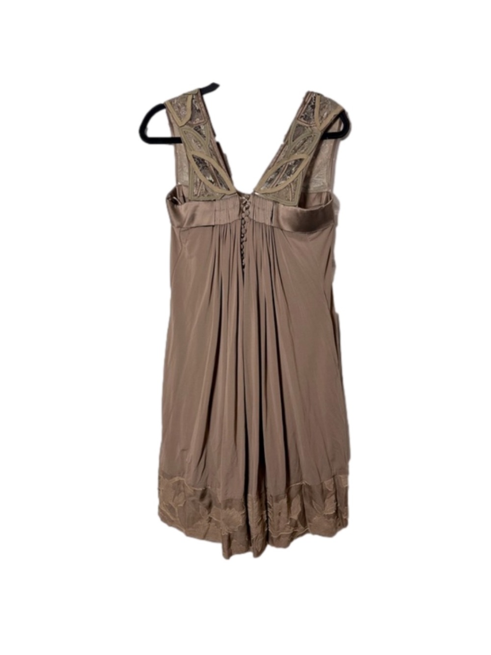 BCBGMaxazria Runway Mocha Sleeveless Lace Button Front Knee Length Dress Small